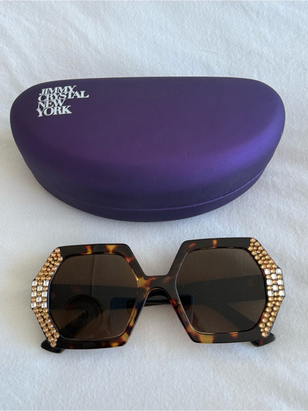 Jimmy Crystal New York Tortoise Swarovski Crystal Sunglasses